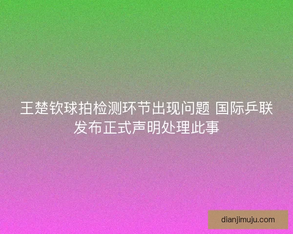 王楚钦球拍检测环节出现问题 国际乒联发布正式声明处理此事